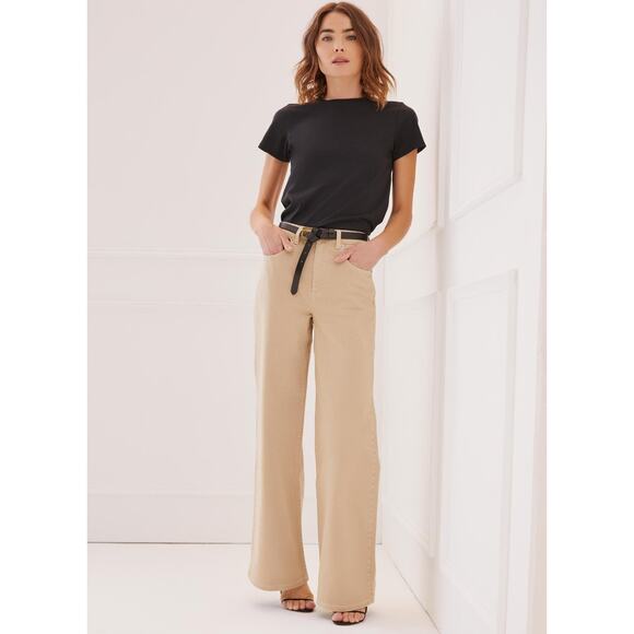 Something Navy High Waisted Wide Leg - 25 - Khaki